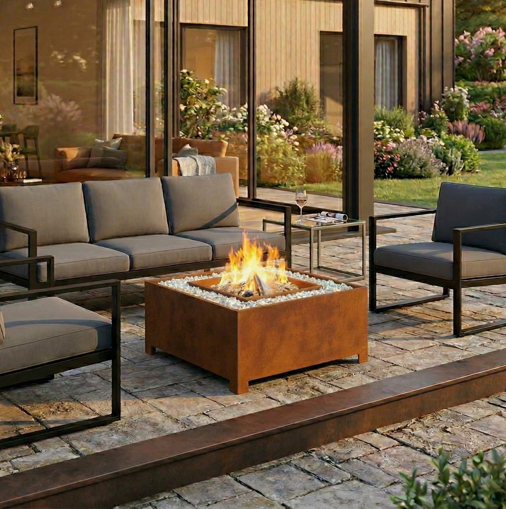 Brasero Carré en Acier Corten - 80cm